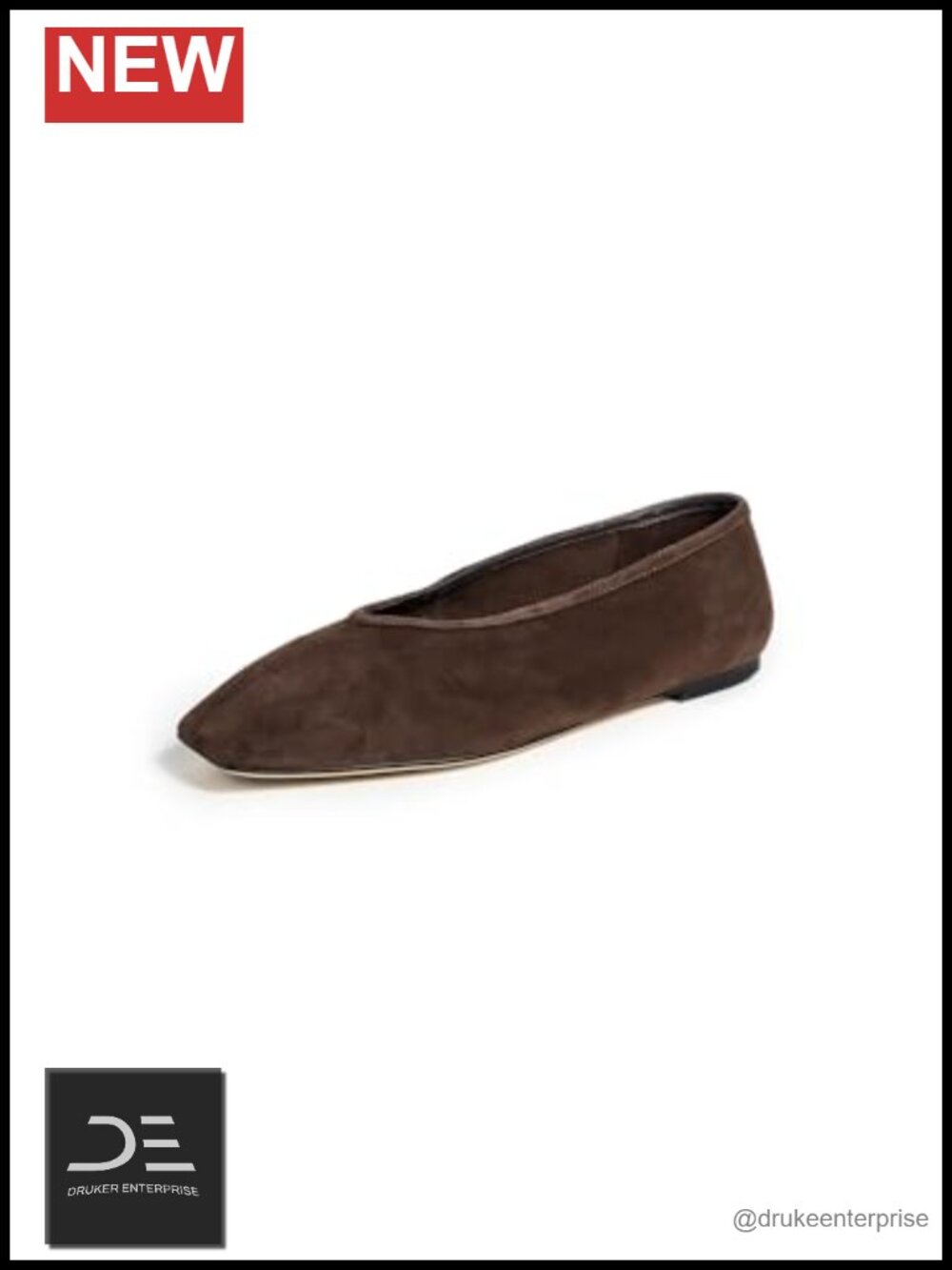 Suede Leather Square Toe Slip-On Flats Low Heel Minimalist